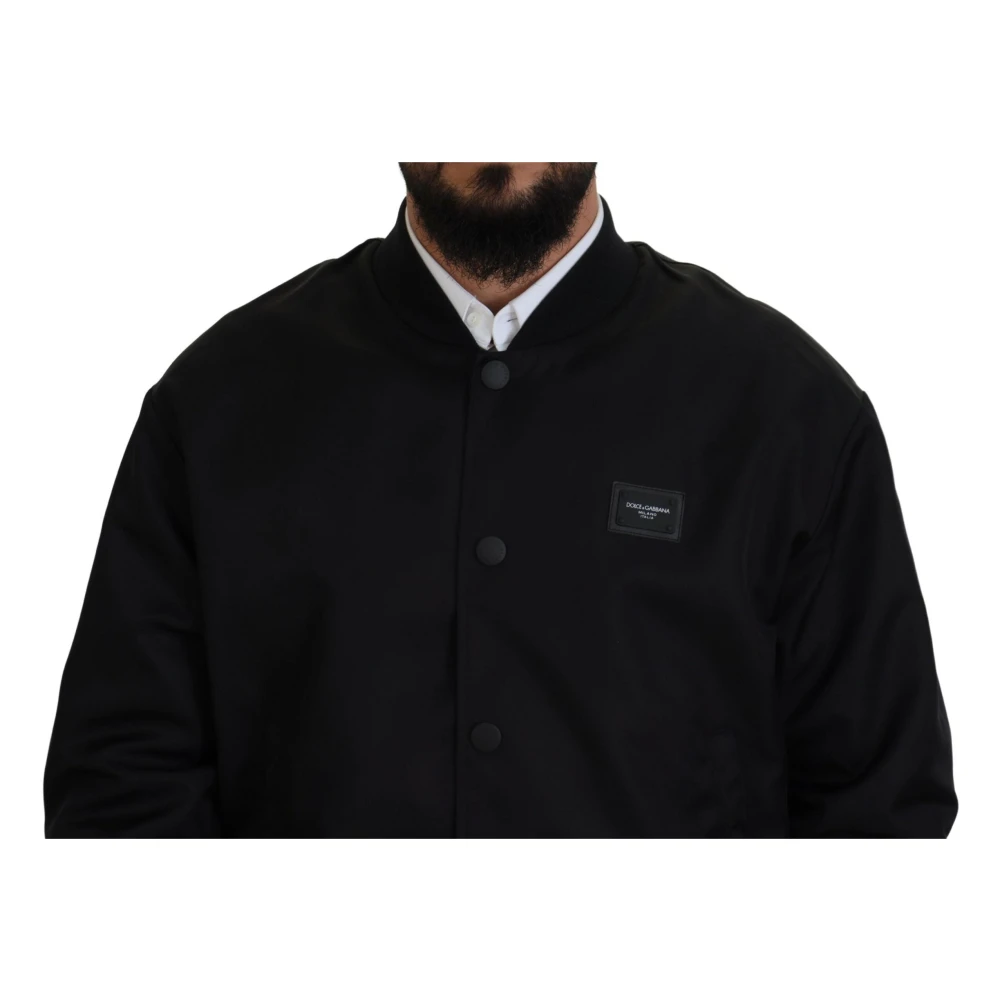 Dolce & Gabbana Zwarte Logo Bomber Jas Black Heren