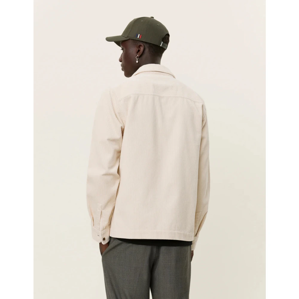 Les Deux Corduroy Overshirt Klassieke Kraag Borstzak Beige Heren