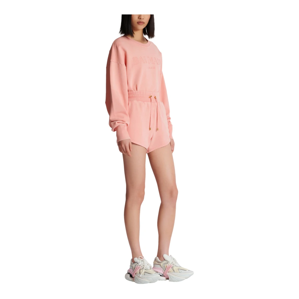 Balmain Shorts met vintage borduursel Pink Dames