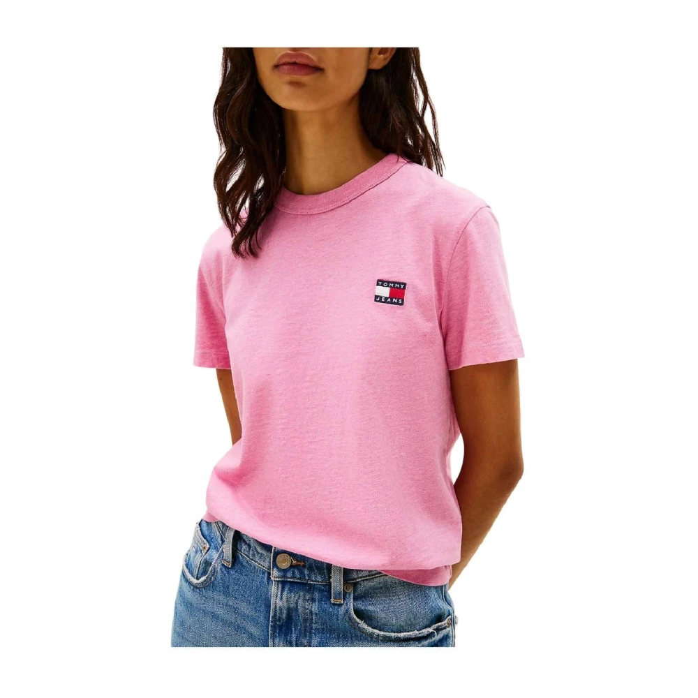 Tommy Hilfiger Casual Reg Badge T-shirt Pink Dames