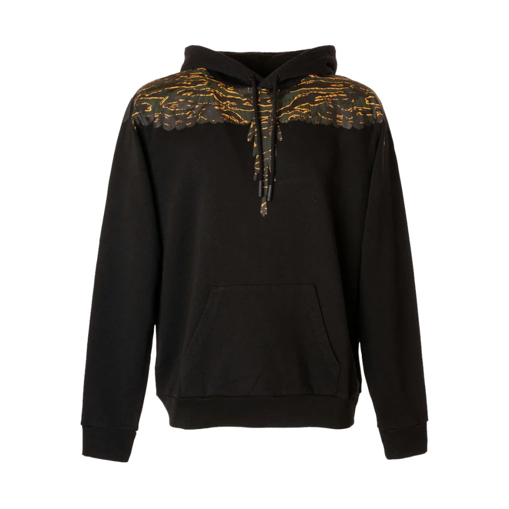 Marcelo Burlon Militair Groene Hoodie met Geribbelde Afwerking Black Heren