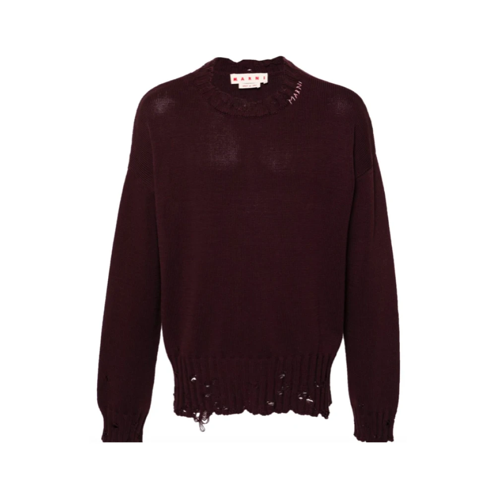 Marni Burgundy Crew Neck Sweater Red Heren