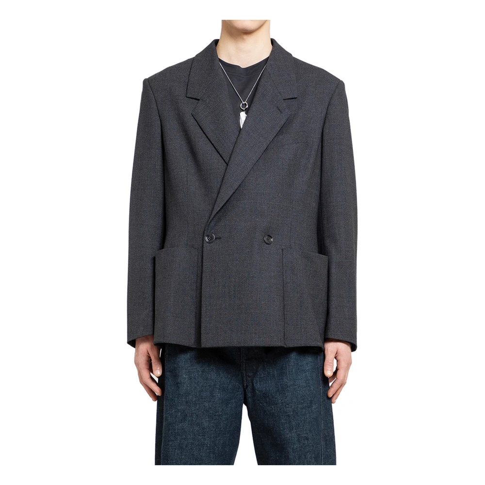 Lemaire Runway Style Dubbelknäppt Blazer Black, Herr