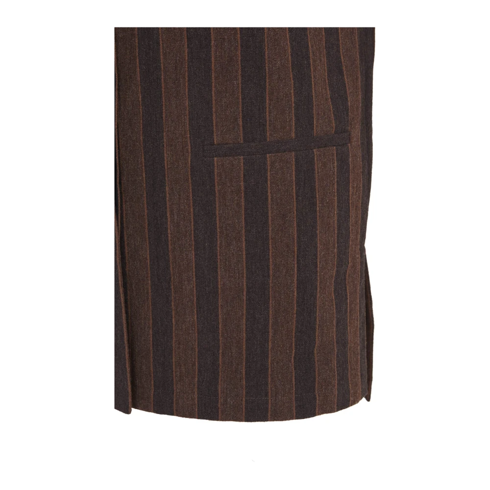 Cortana Gestreepte linnen en virgin wool vest Brown Dames