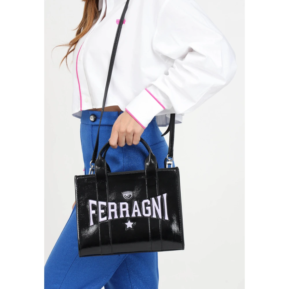 Chiara Ferragni Collection Zwarte Tote Tas met Geborduurd Logo Black Dames