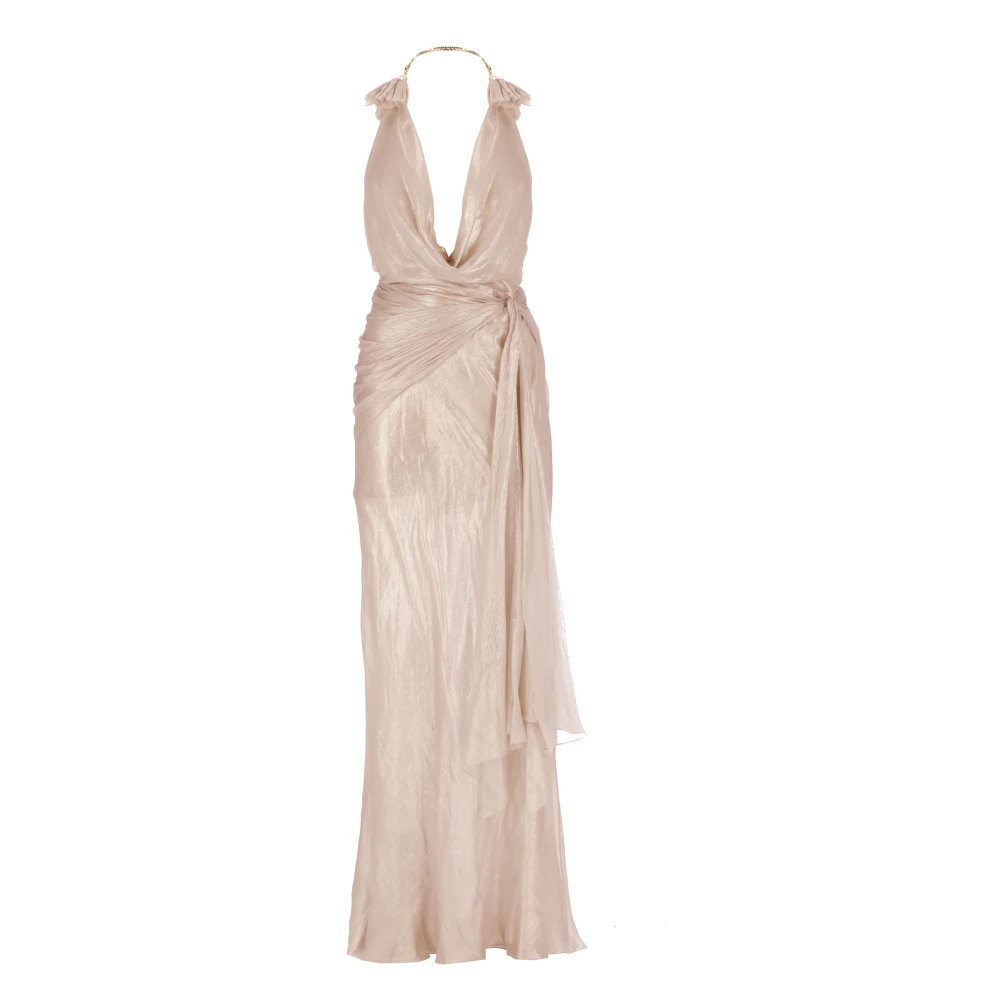 Maria Lucia Hohan Roze Zijden Jurk met Diepe V-Hals Pink Dames