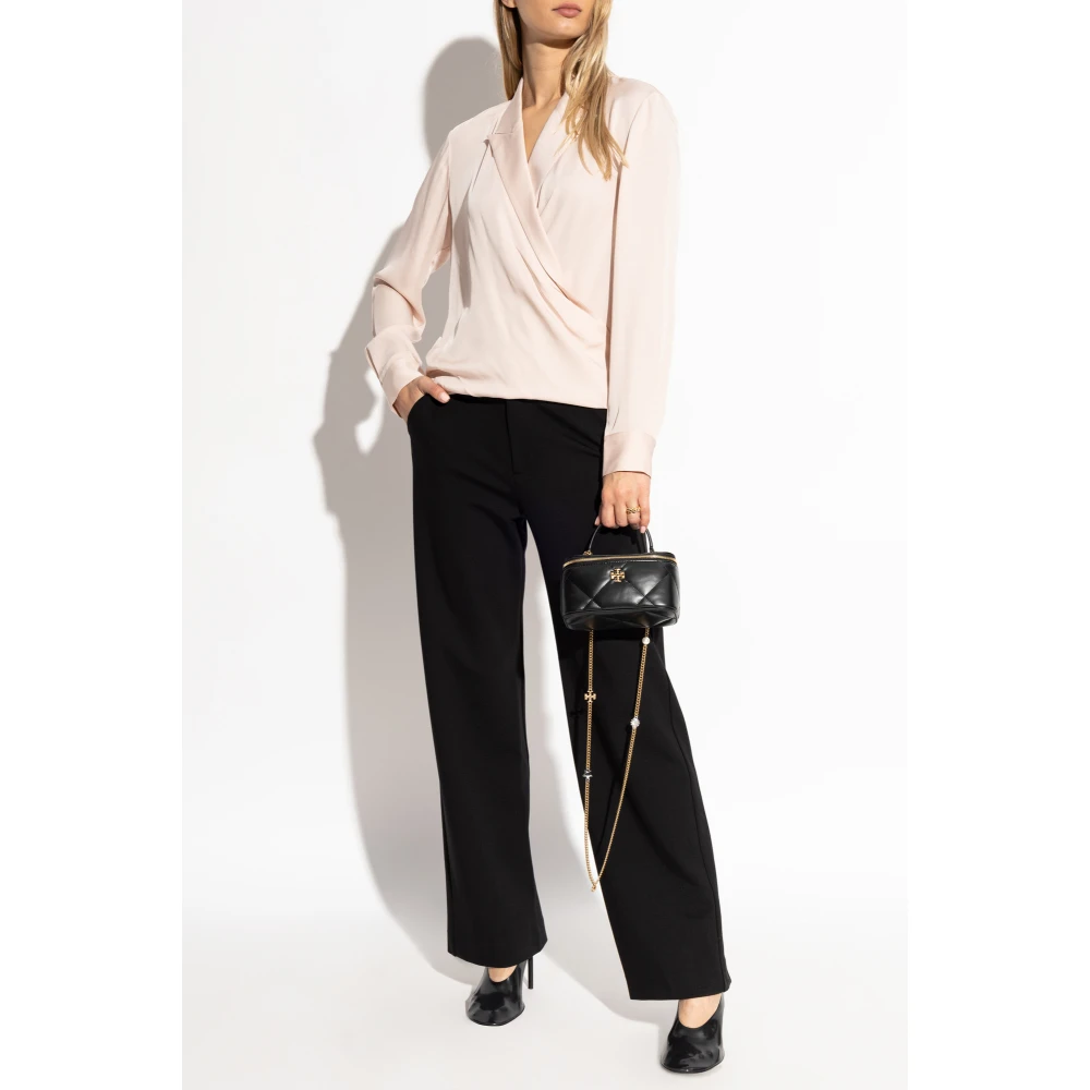 Theory Zijden V-hals top Pink Dames
