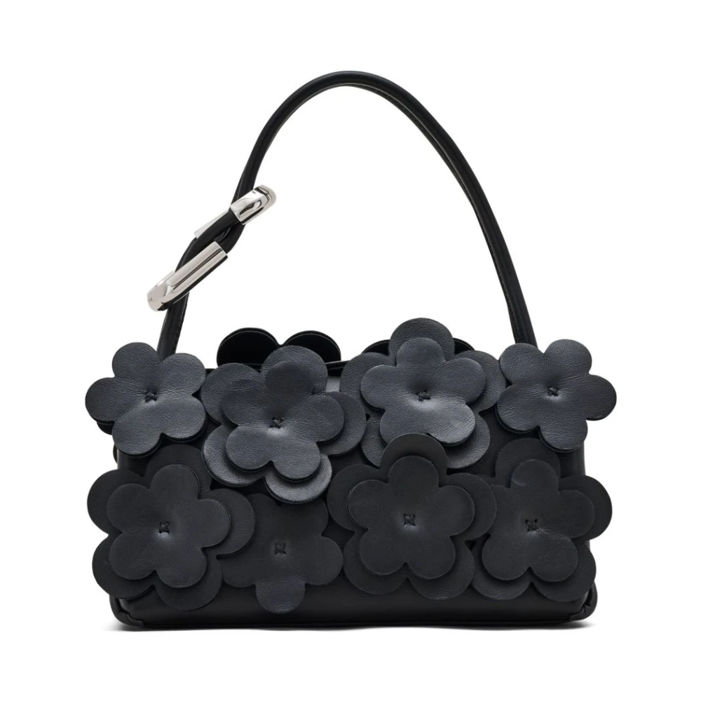 Marc Jacobs Zwarte Leren Dual Mini Tas met Bloemen Black Dames