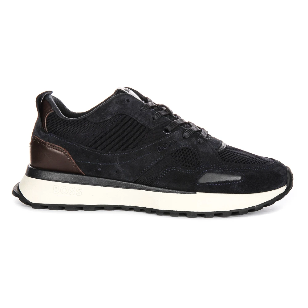 Hugo Men's Blue Navy Brown Runner Knit Trainers - Sneakers - 9 Uk - Shoes