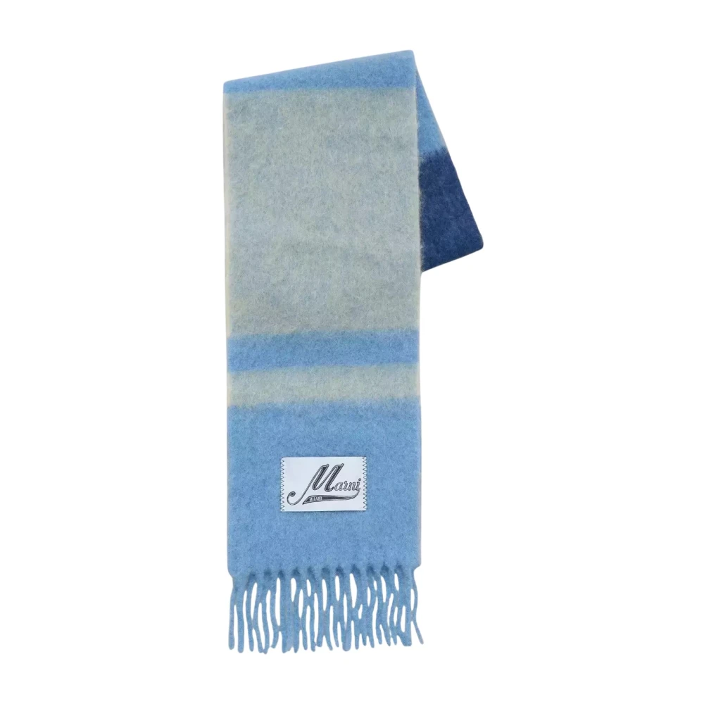 Marni Vrouw Blauw Gestreepte Franje Sjaal