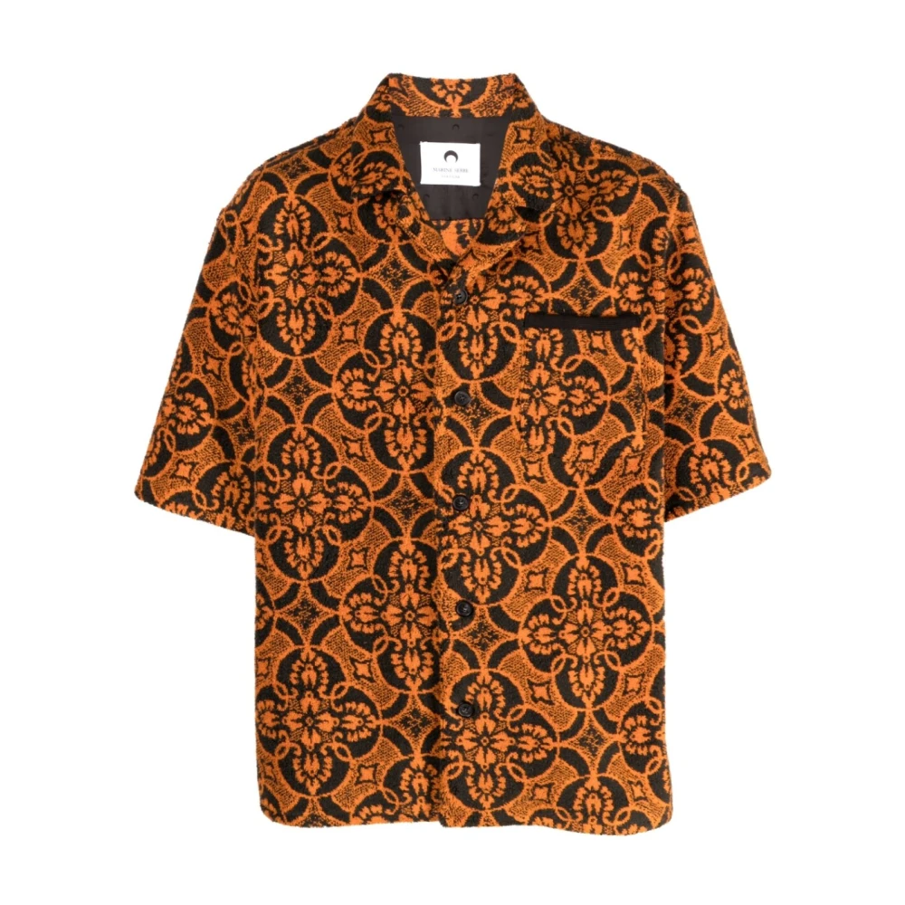 Marine Serre Orange Oriental Handduk-Print Skjorta Orange, Herr