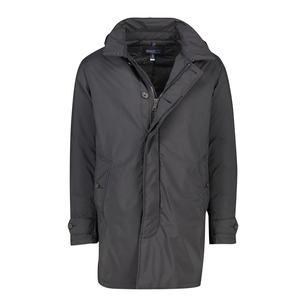 Ralph Lauren Zwarte Winterjas met Rits en Knoop Black Heren