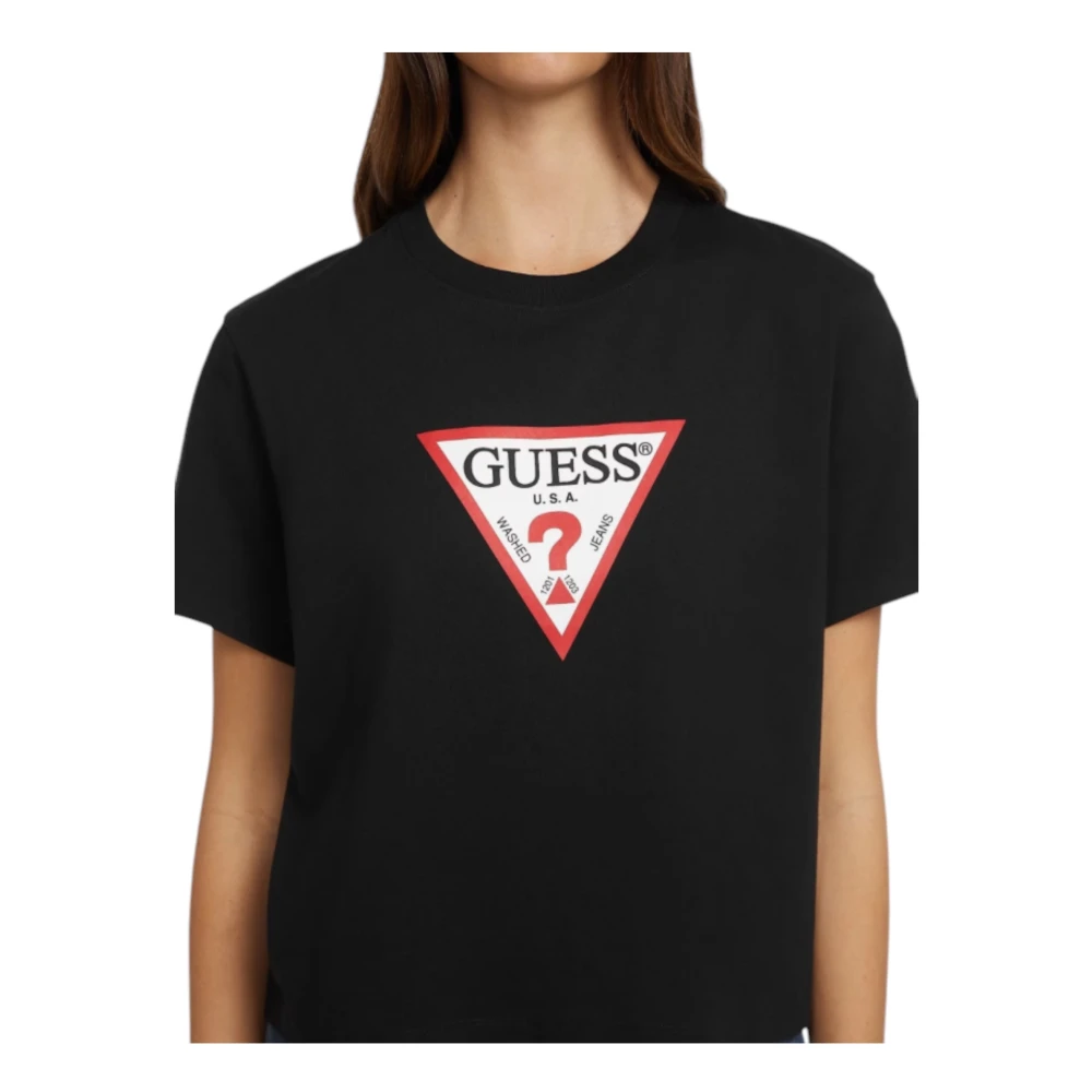 Guess Biologisch Katoenen Boxy T-shirt Black Dames