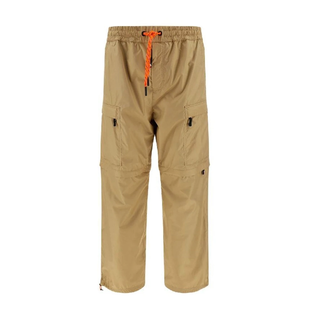 Moncler Nylon Cargo Broek met Trekkoord Taille Beige Heren