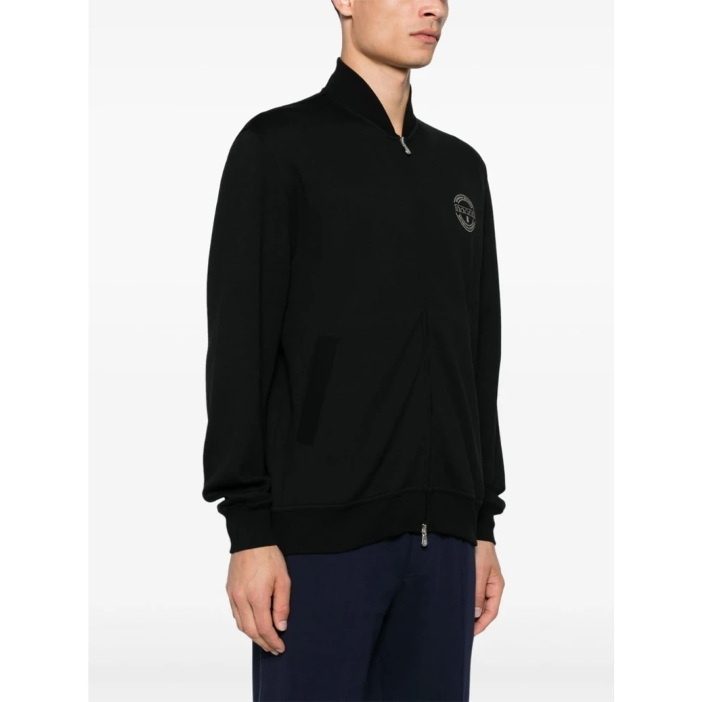 BRUNELLO CUCINELLI Zwarte Sweater met Logoprint Black Heren