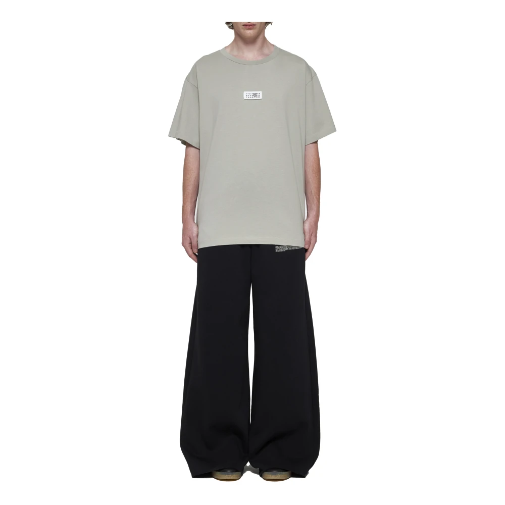 MM6 Maison Margiela Zwarte Oversized Sweatpants met Logo Print Black Heren
