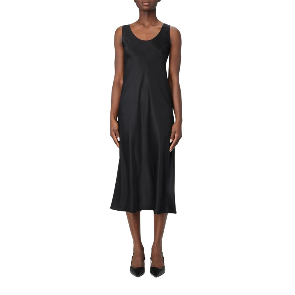 Max Mara Women's Black Silk Slip Midi Dress