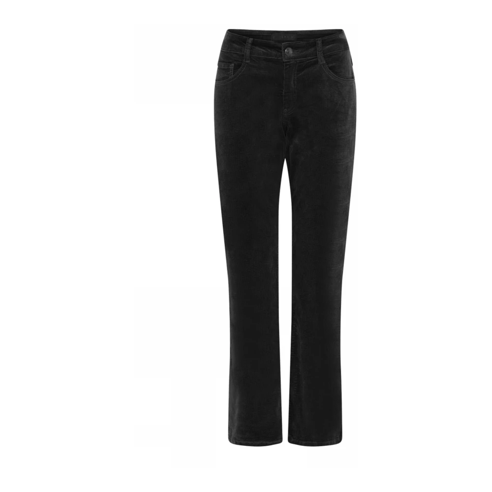 C.Ro Ribfluwelen Broek 111-Zwart Black Dames