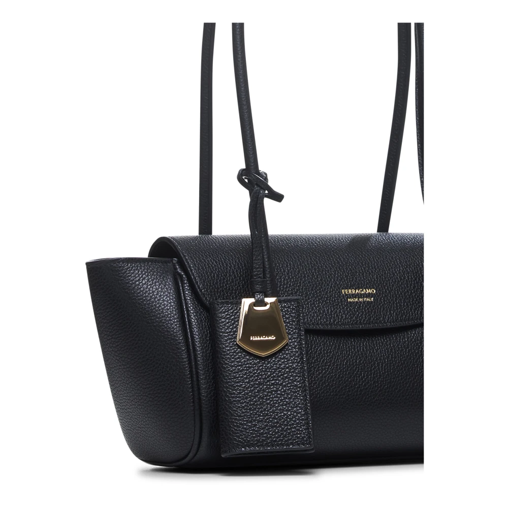 Salvatore Ferragamo Zwarte leren tas met handtekening Black Dames