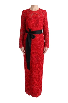 Floral Ricamo Sheath Lång Klänning