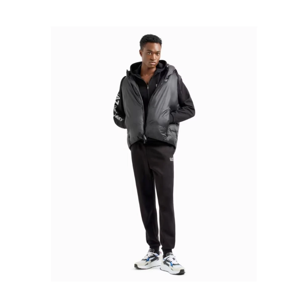 Emporio Armani EA7 Zwarte Sweater met Capuchon en Rits Black Heren