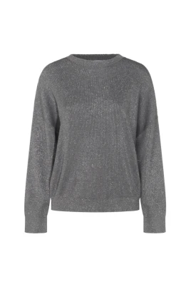 Grå Lurex Tröja, Drop Axel, Långa ärmar