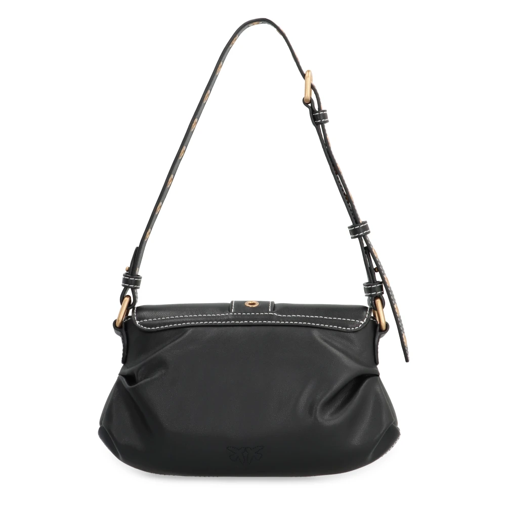 pinko Stijlvolle Leren Schoudertas Black Dames