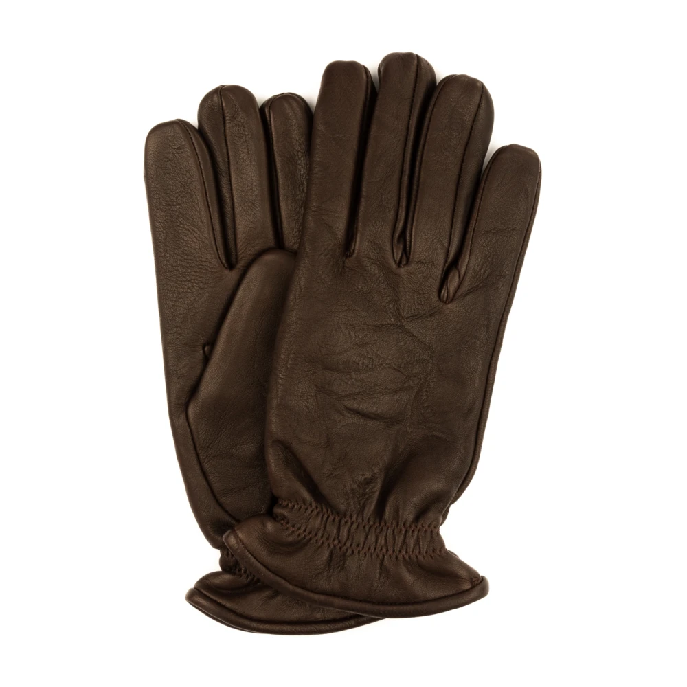 Orciani Donkerbruine Leren Handschoenen Kasjmier Voering Brown Heren