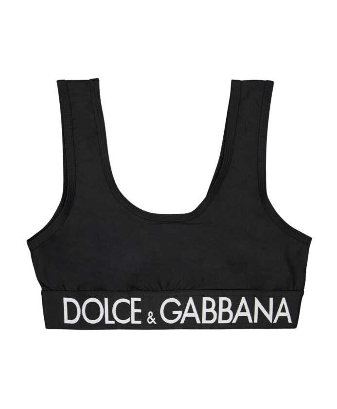 Dolce&Gabbana Scoop-Neck Logo Tulle Bralette