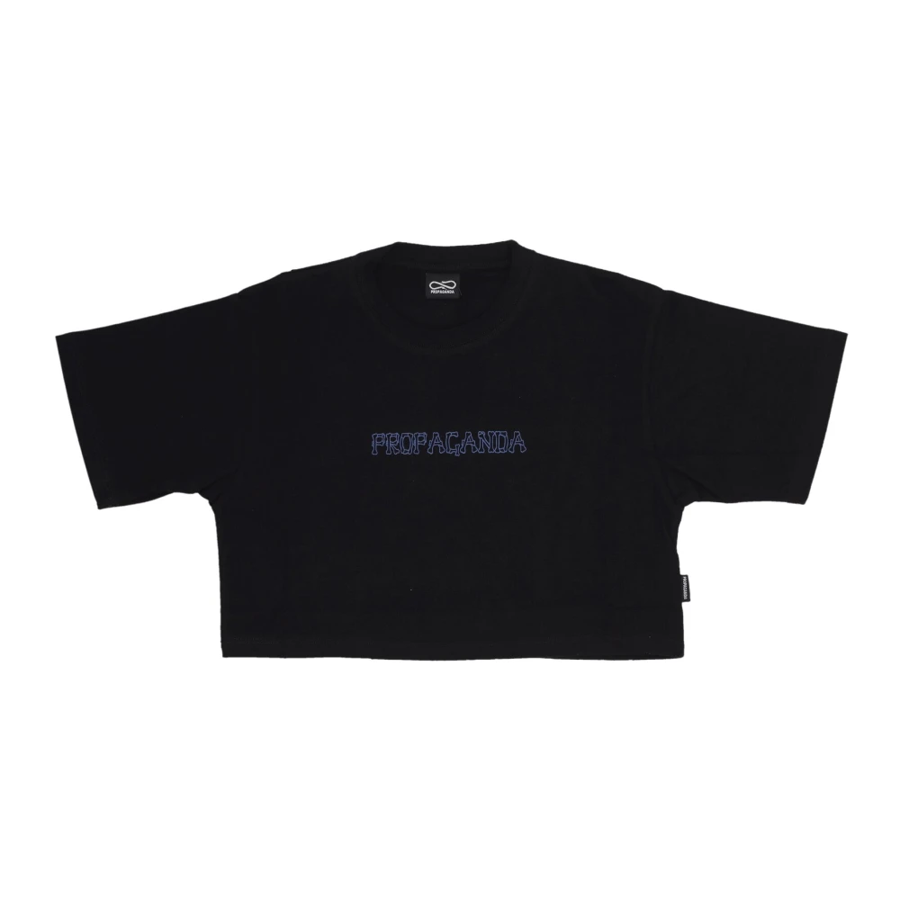 Propaganda Butterfly Bones Croptop Tee Zwart Black Dames