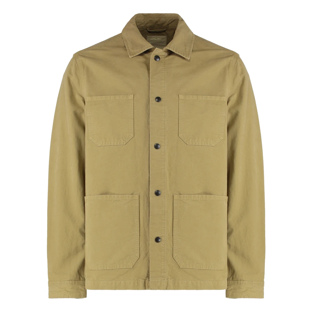 Woolrich Men's Green Cotton Overshirt - Light Jackets - L - Jackets