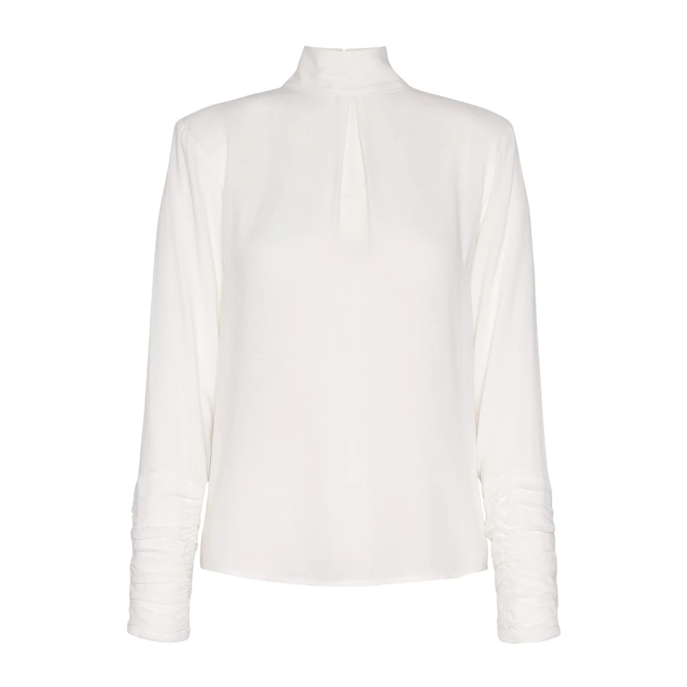 Envelope 1976 Beige Blouses, Female, L, Sophisticated Blouse With Ruched Cuffs
