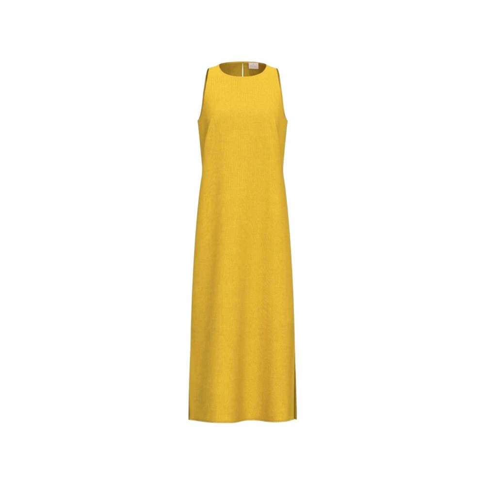Marella Women's Yellow Midi Dresses, L, Long Sleeveless Dress