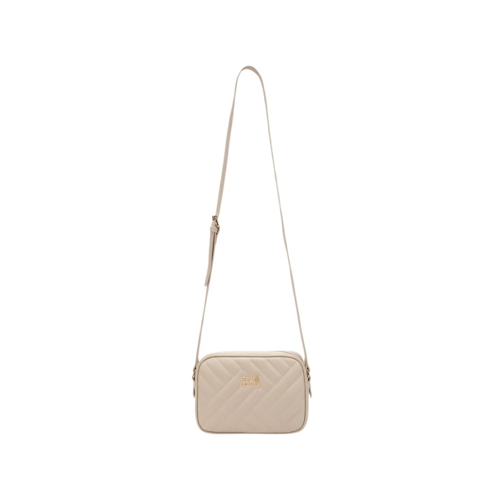 Roberto Cavalli Beige Cross Body Bags, Female, One Size, Quilted Logo Shoulder Bag