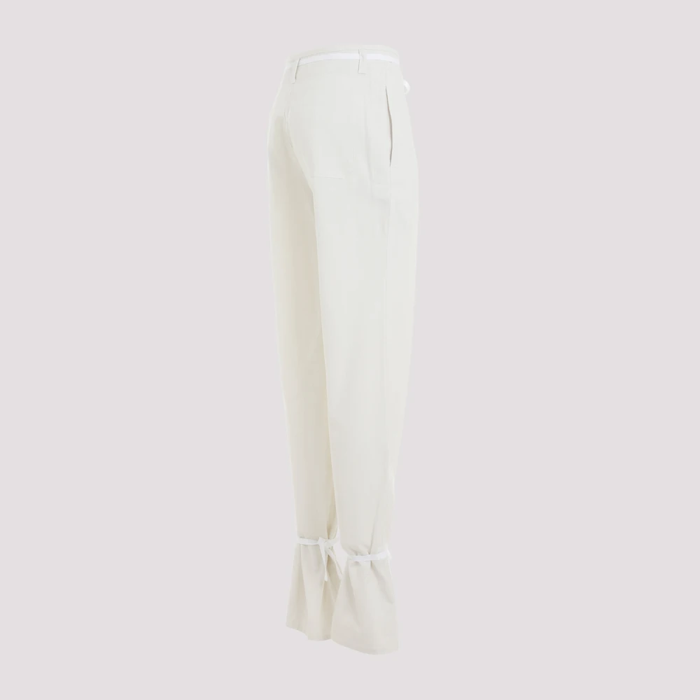 Lemaire Witte katoenen rechte broek met koorden Beige Dames