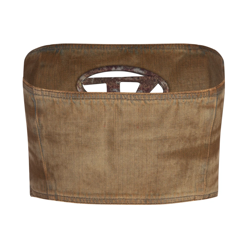 Diesel Kameel Katoen Denim Crop Top Brown Dames