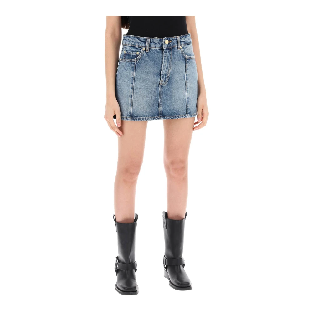 Ganni Vintage Denim Mini Rok Blue Dames