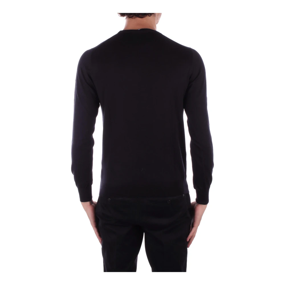 Tagliatore Zwarte Trui Zijde Wol Mix Black Heren