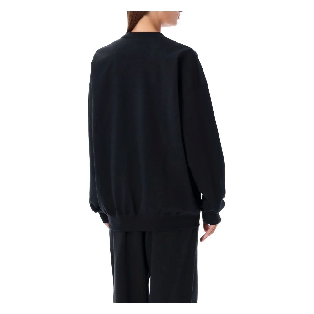 Y-3 Zwart Logo Crewneck Gebreide Kleding Aw24 Black Dames