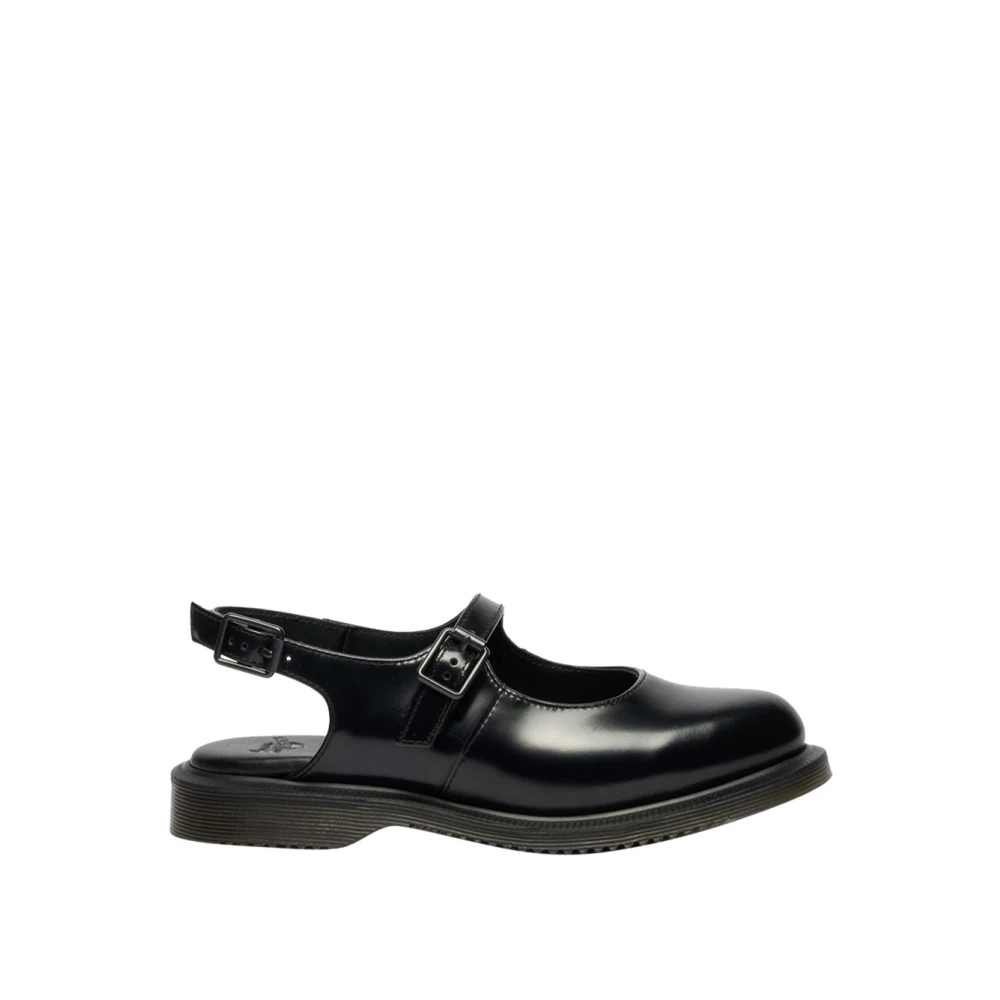 Dr. Martens Ballerina Shoes, Female, 7 Uk, Madaline Mary Jane Smooth Leather Slingback Shoes Black