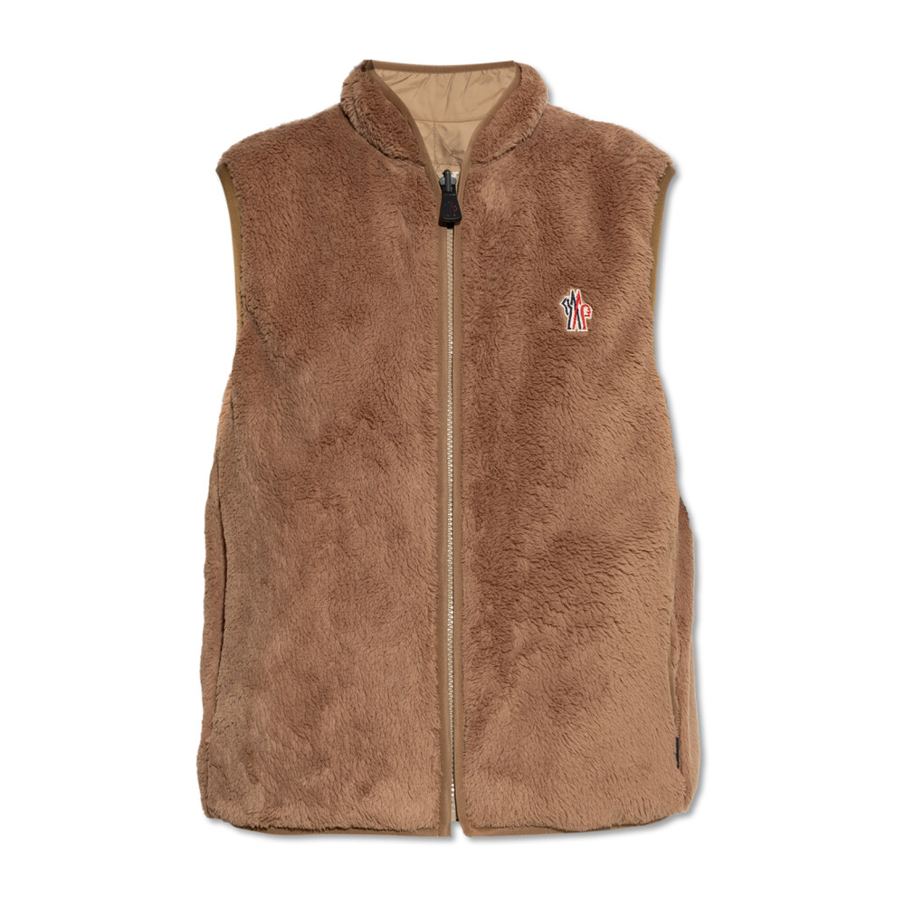 Chouelle velvet-trimmed down jacket in pink - Moncler Enfant