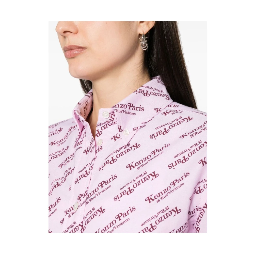 Kenzo Overhemd met Logo Print Pink Dames