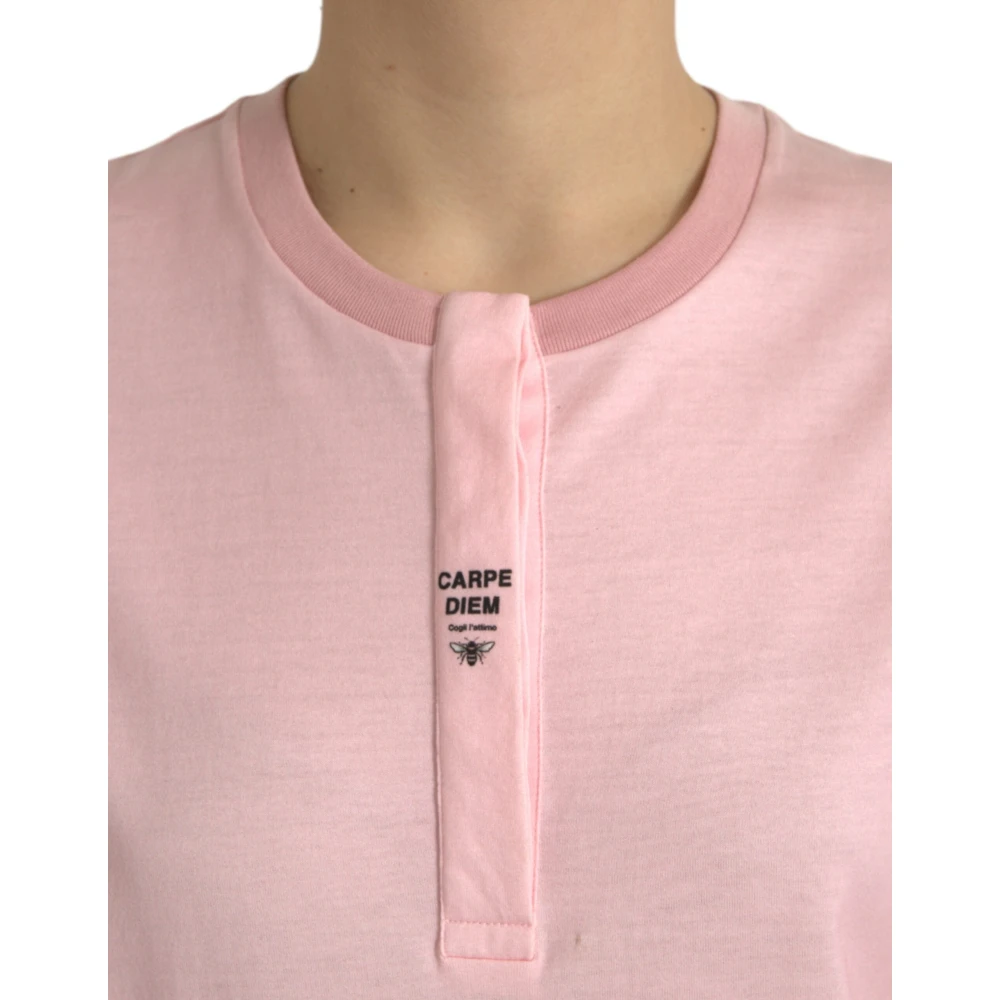 Dolce & Gabbana Chique bloemenkatoenen T-shirt Pink Dames