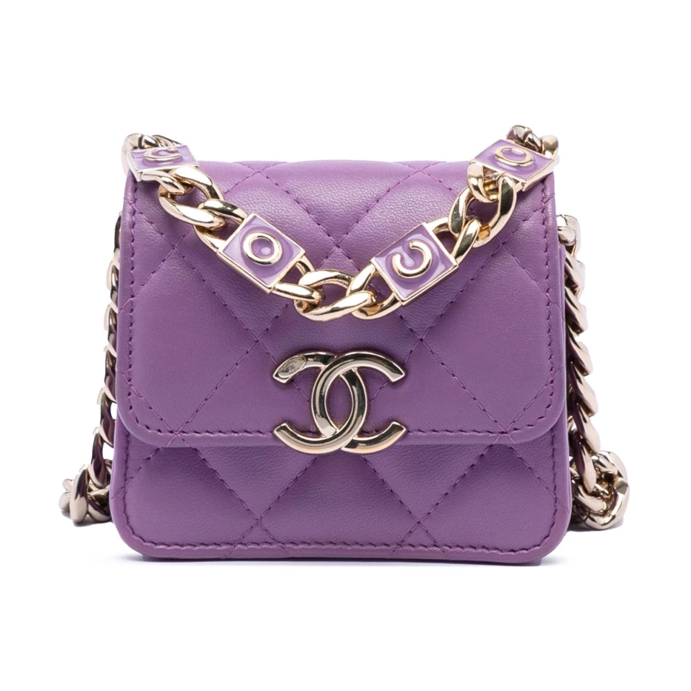 Chanel Vintage Women's Purple Vintage Cross Body Bags, One Size, Pre-Owned Chain Detail Bag