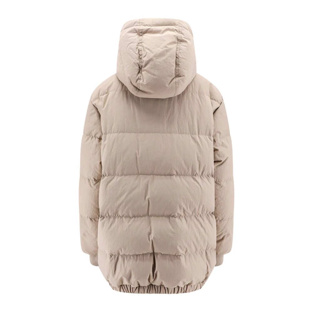 BRUNELLO CUCINELLI Gewatteerde jas met kasjmier details Beige Dames