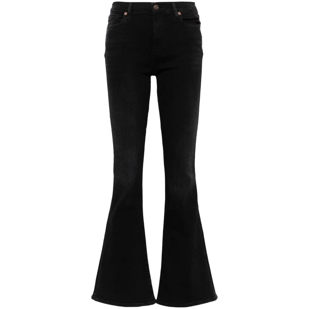 7 For All Mankind Zwarte high-waisted flared denim jeans Black Dames