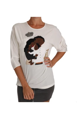 Figure Family Applique Silk Top