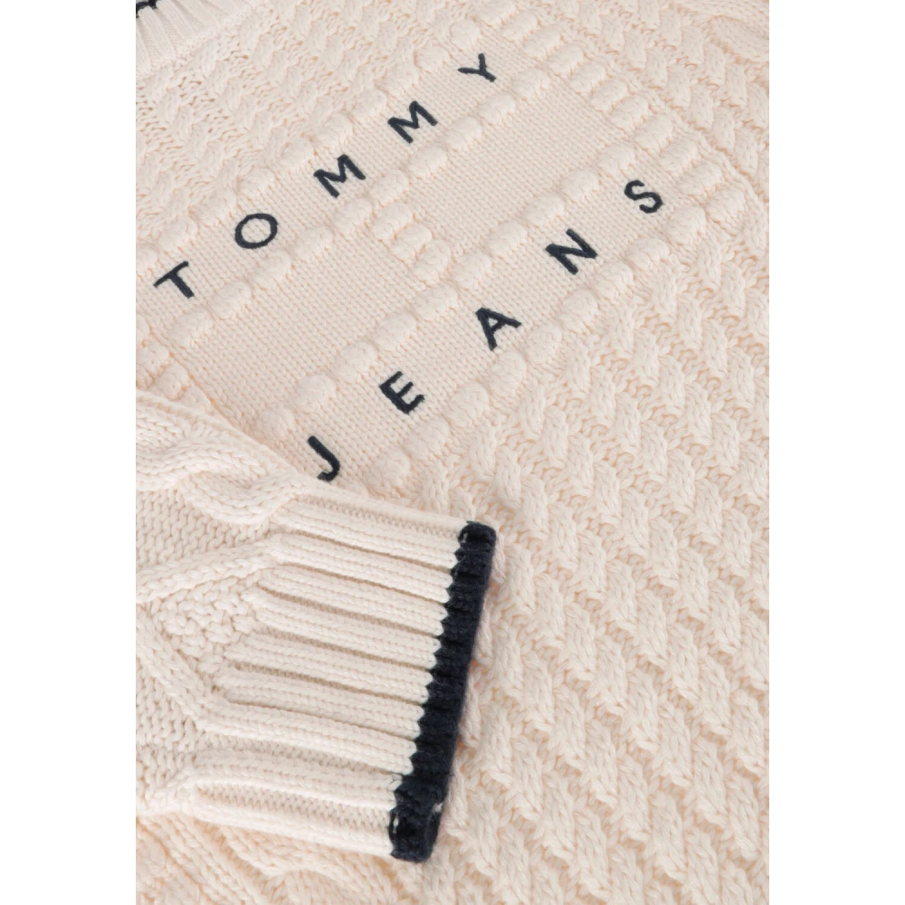Tommy Jeans Bubble Cable Flag Crew Sweater White Dames
