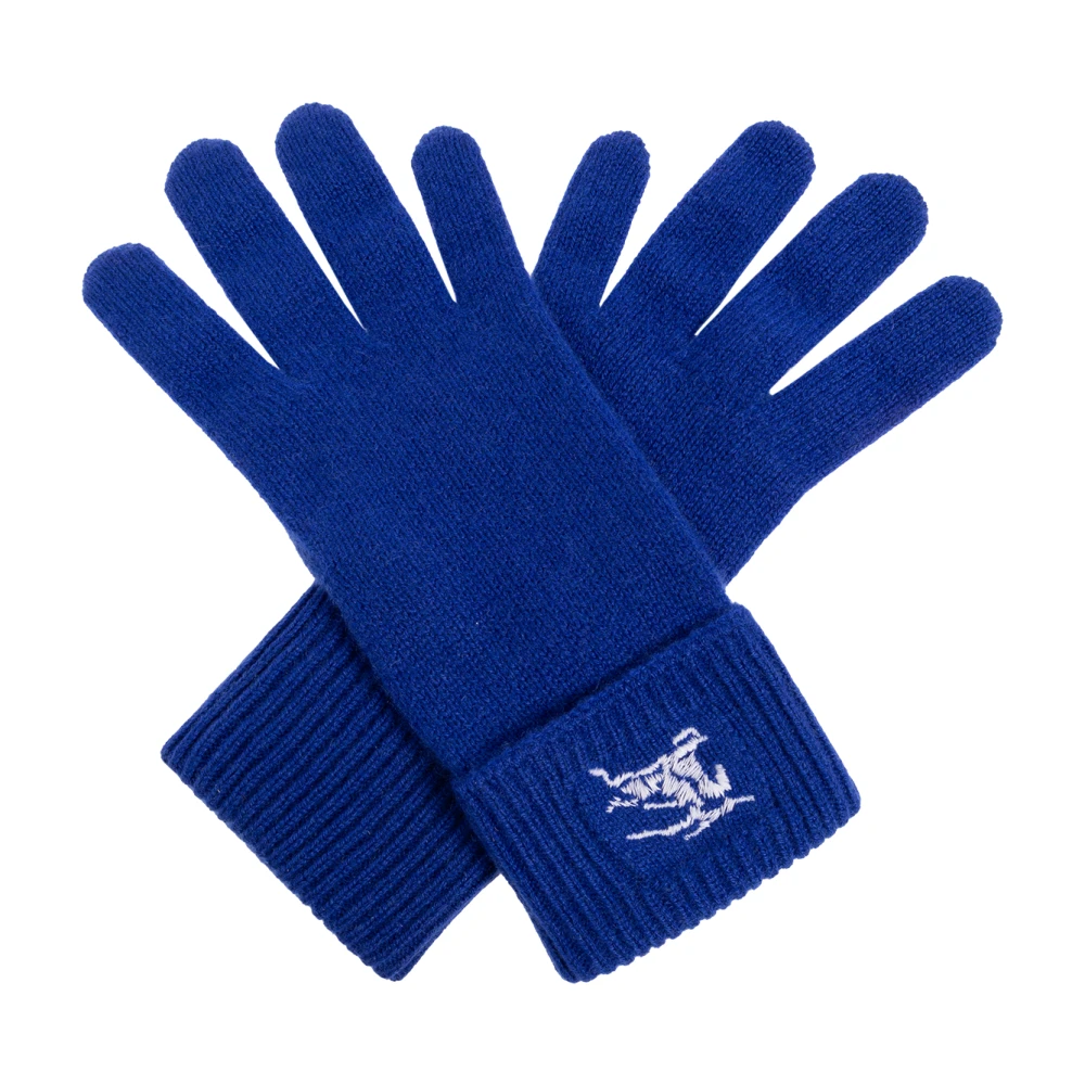 Burberry Cashmere Gebreide Handschoenen met Equestrian Knight Design Blue