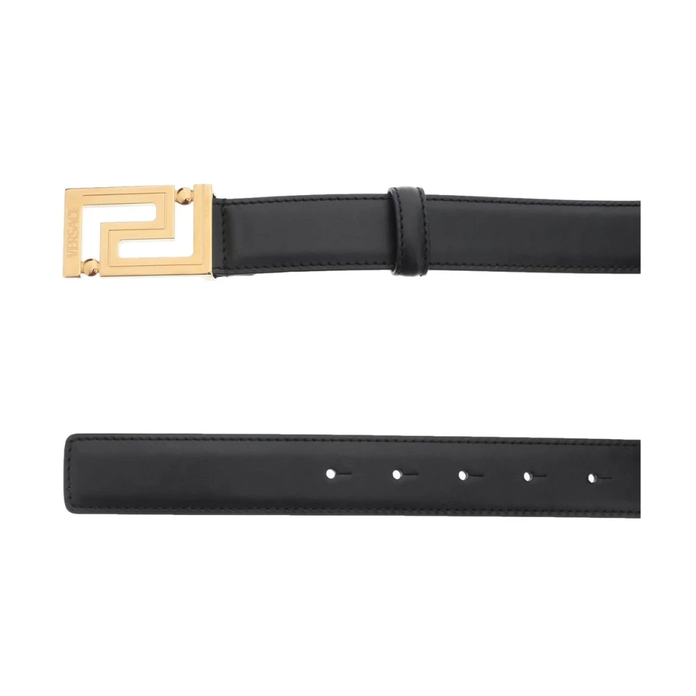 Versace Greca Gesp Leren Riem Black Heren